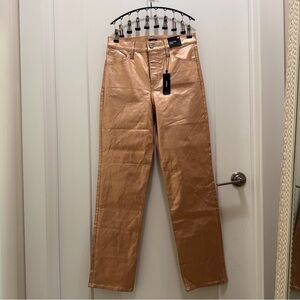 Metallic Rose Gold Women Straight Leg Wax Jeans Size 8 Express